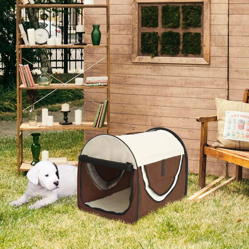 Trasportino per Cani e Gatti Pieghevole Caffè 61x46x51 cm...