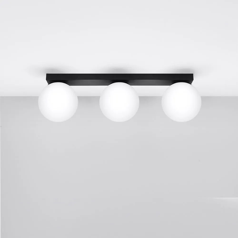 Lampada da soffitto nera con paralume in vetro ø 12 cm Umerta - Sollux