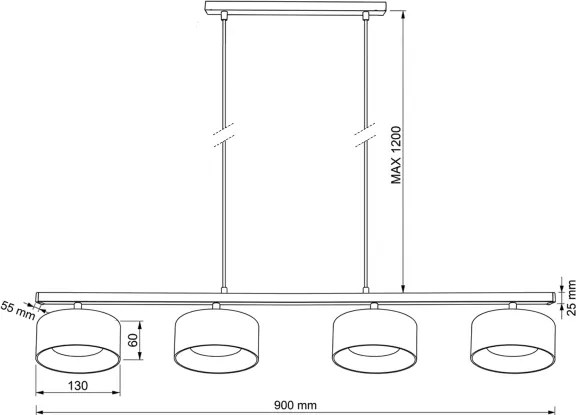 Brilagi - LED Lampadario sospeso su cavo AURA LUX 4xGX53/30W/230V nero/fumé
