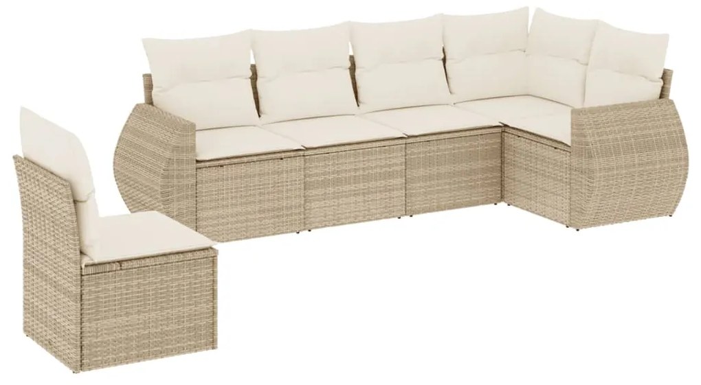 Set divano da giardino 6 pz con cuscini beige in polyrattan