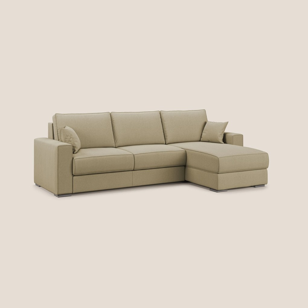 Dream Divano letto angolare in tessuto smacchiabile T05 cammello