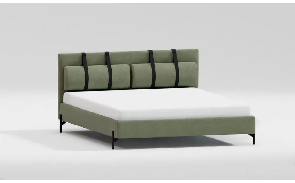 Letto matrimoniale imbottito verde con griglia 200x200 cm Tulsa - Ropez
