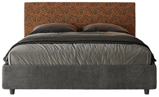 Letto matrimoniale con rete imbottito 160x210 tessuto Era 4 arancio Arla
