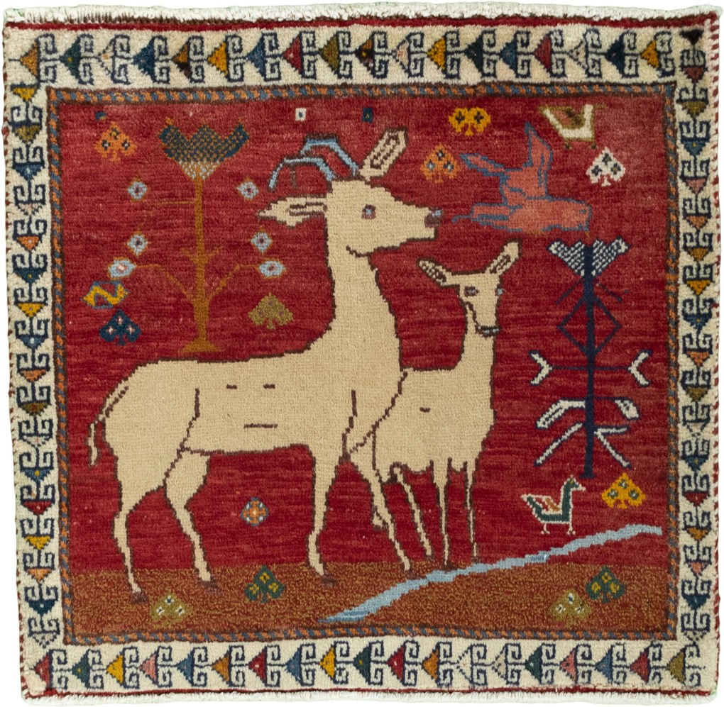 Gabbeh Tappeto 60 x 60 Rosso (Iran) Annodato A Mano