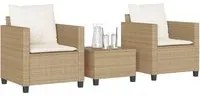 Set da Bistr 3 pz con Cuscini Beige in Polyrattan 4003900