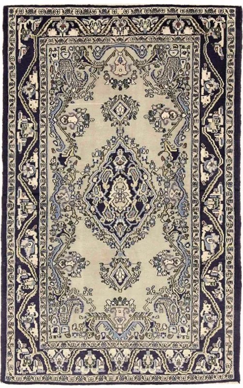 Ghom Tappeto 110x170 Nero (Iran) Annodato A Mano