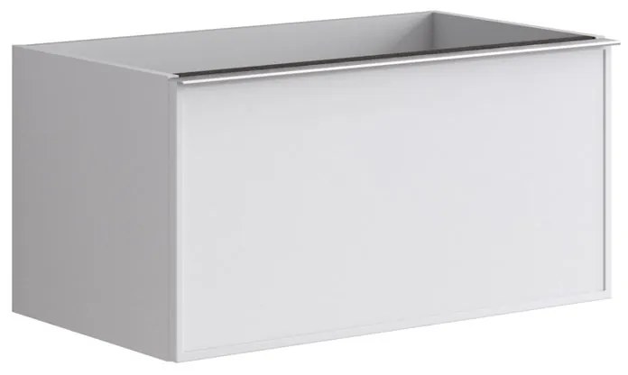 Mobile da bagno sotto lavabo Pixel frame bianco e maniglia alluminio brillante laccato L 80 x H 40 x P 45.5 cm 2 cassetti, lavabo non incluso