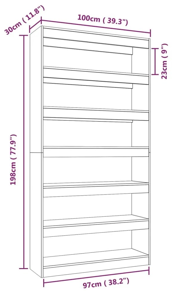 Libreria/Divisorio Rovere Sonoma 100x30x198cm Legno Multistrato