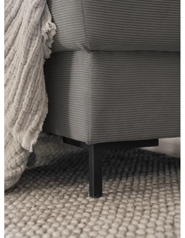 Divano letto in velluto a coste grigio (angolo sinistro) Lofty Lilly - Miuform