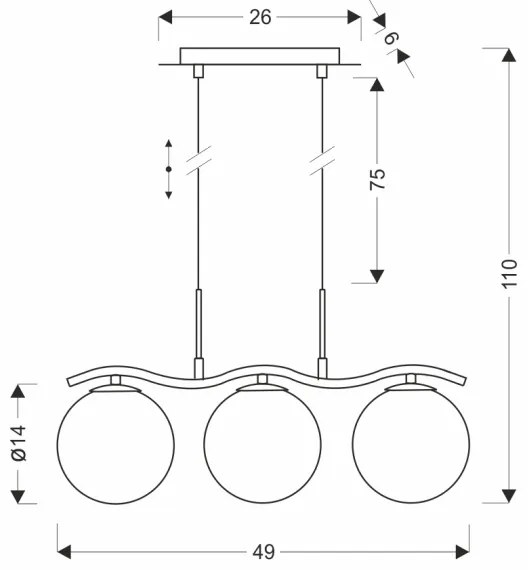 Lampadario a cavo LUMOS 3xG9/20W/230V nero fumé