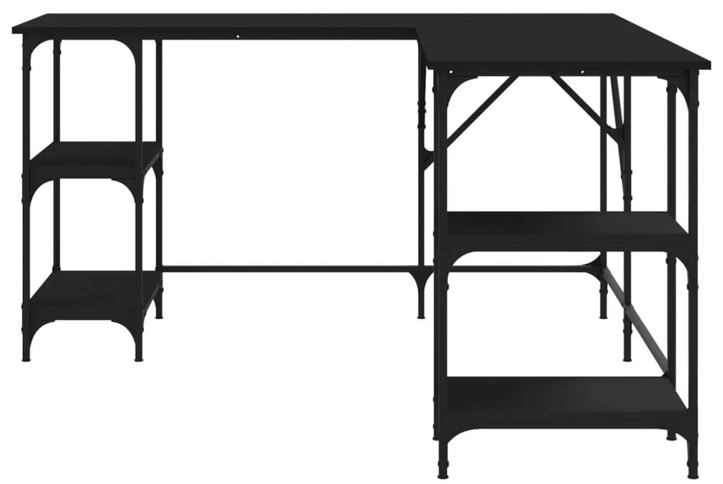 Scrivania nera 139x139x75 cm in legno multistrato