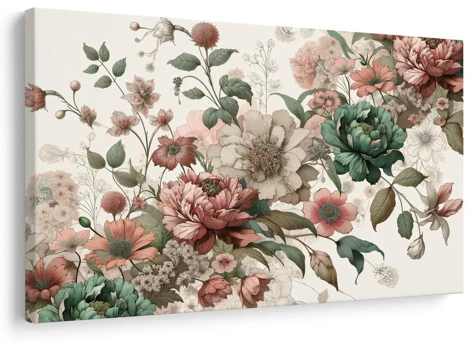 Quadro su tela – Fiori delicati in tonalità pastello