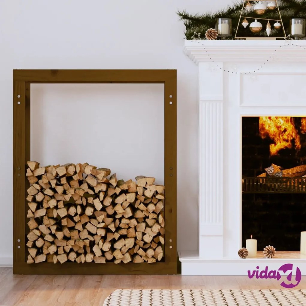 vidaXL Portalegna Miele 80x25x100 cm in Legno Massello di Pino
