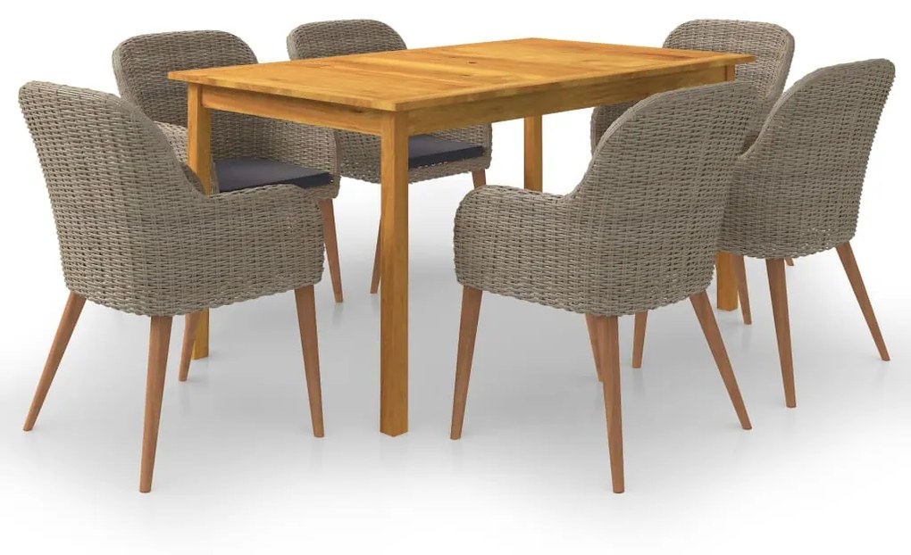 Set mobili da pranzo per giardino 7 pz marrone