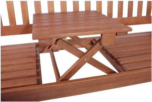 Panchina da giardino con tavolo portaoggetti in legno di eucalipto Phuket - Garden Pleasure