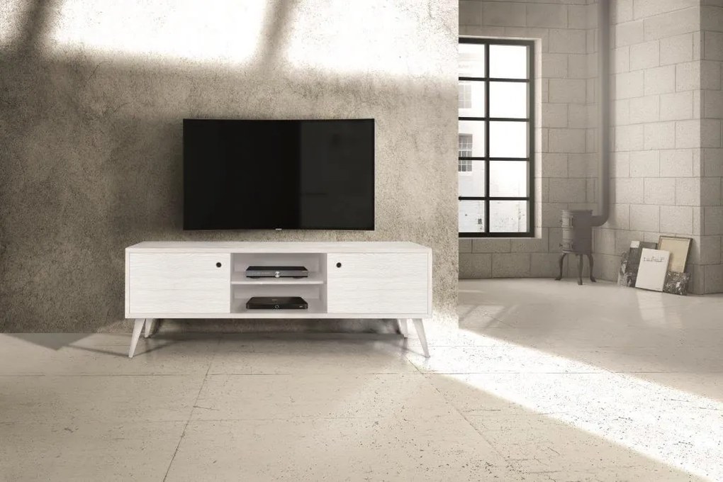 Porta TV SOFFIANO abete bianco spazzolato 160&#215;45 cm H 55 cm