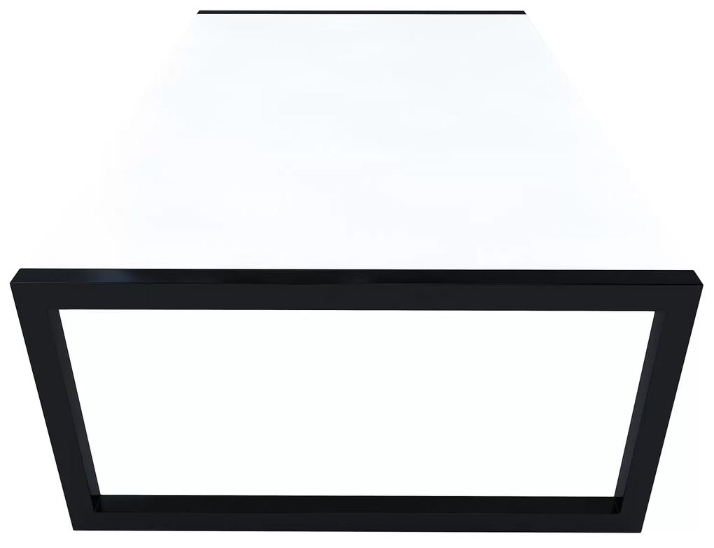 Tavolino da Salotto Studio Sala Pranzo Ingresso Soggiorno Tavolo Basso in Legno Con Gambe In Metallo Nero Design Elegante Minimal Moderno, Camas 90 x 55 x 30 cm (Bianco Lucido Laccato)