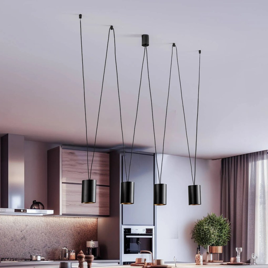 Nowodvorski Lighting Lampada a sospensione More Tone, nero/oro, 4 luci