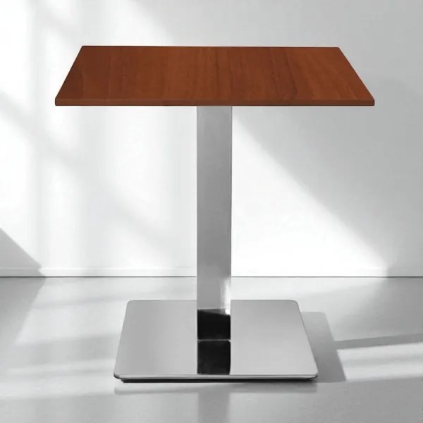 Tavolo bar pub ristorante 70x70 cm base argento e piano laminato Noce H 75