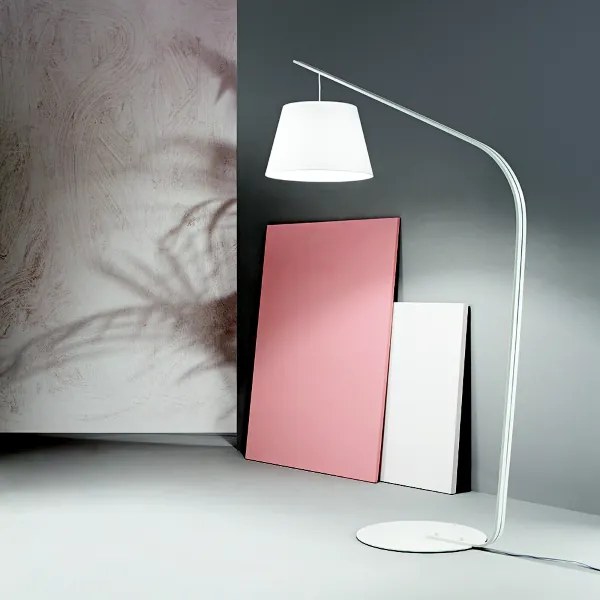 Piantana LIANA 128x200 cm con struttura in metallo Bianco e paralume in pvc