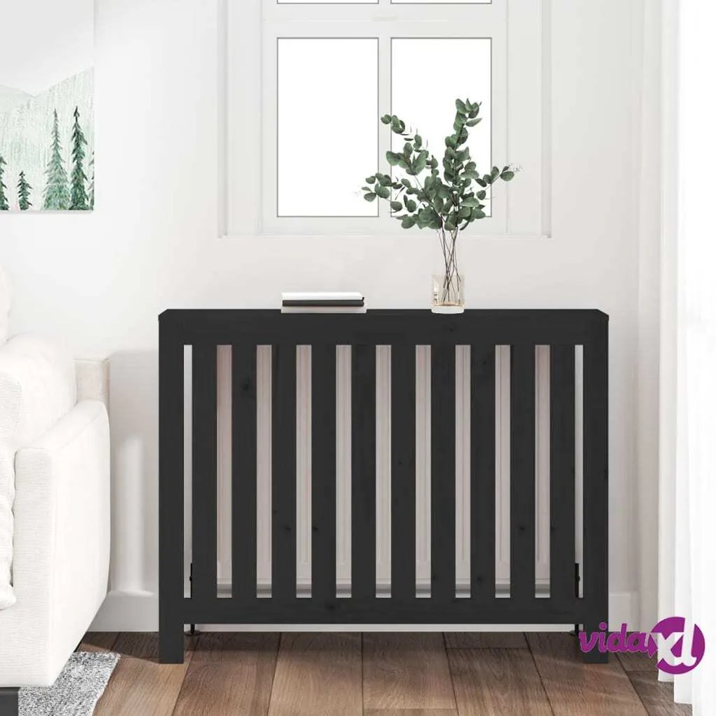 vidaXL Copertura Termosifone Nera 108,5x19x84cm Legno Massello di Pino