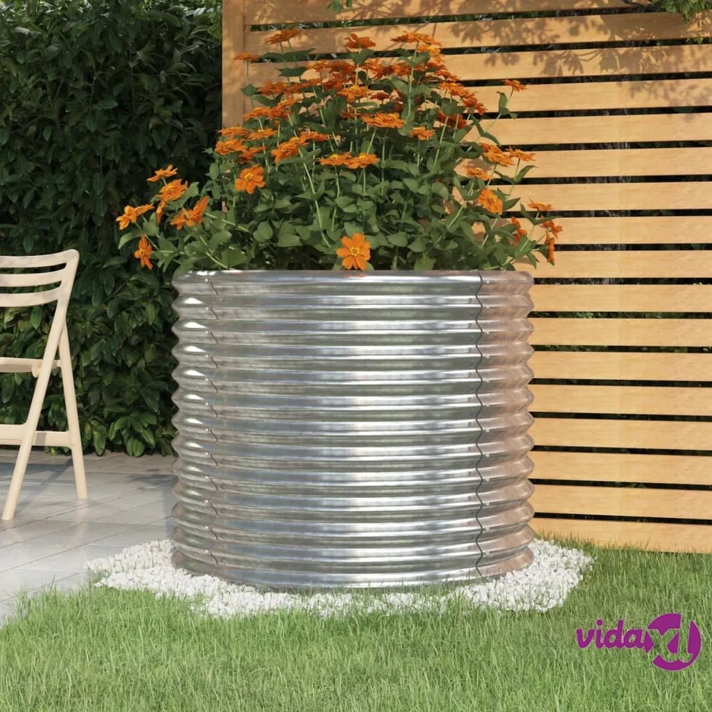 vidaXL Vaso Giardino Acciaio Verniciato a Polvere 80x80x68 cm Argento