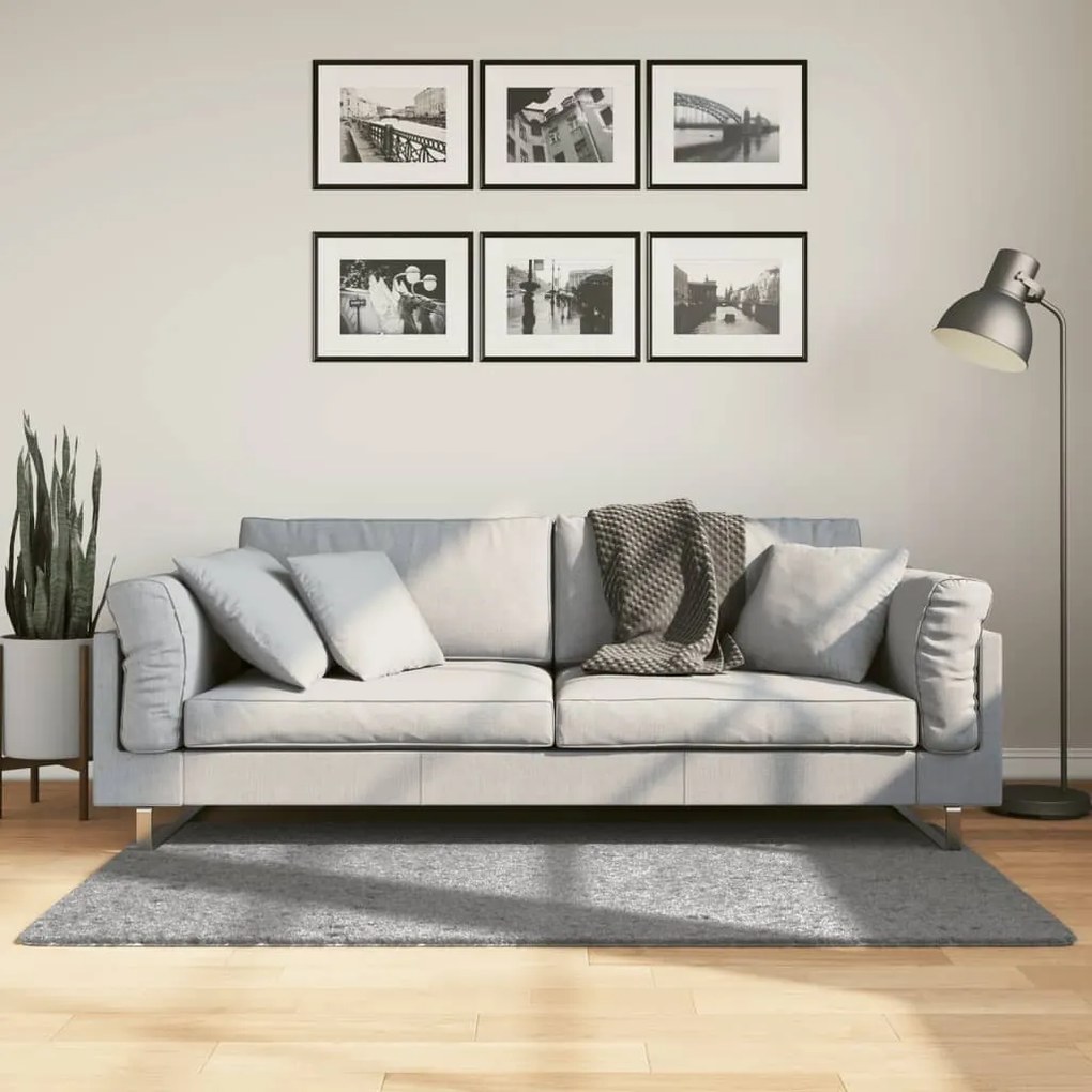 Tappeto Shaggy Pamplona A Pelo Lungo Moderno Grigio 80x150 Cm /