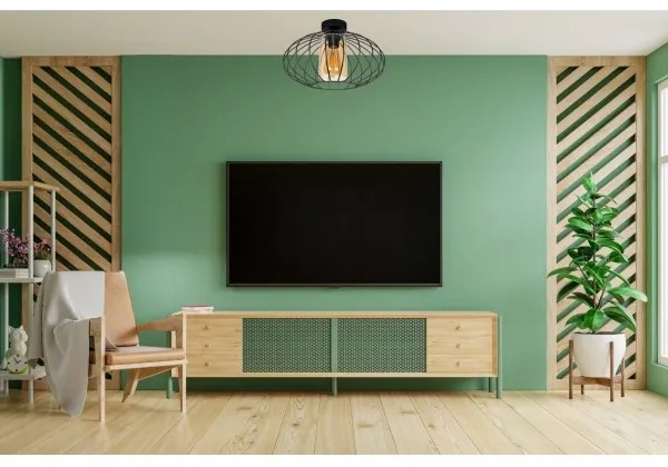 Lampadario a plafone CORRINI 1xE27/60W/230V diametro 34 cm nero/beige