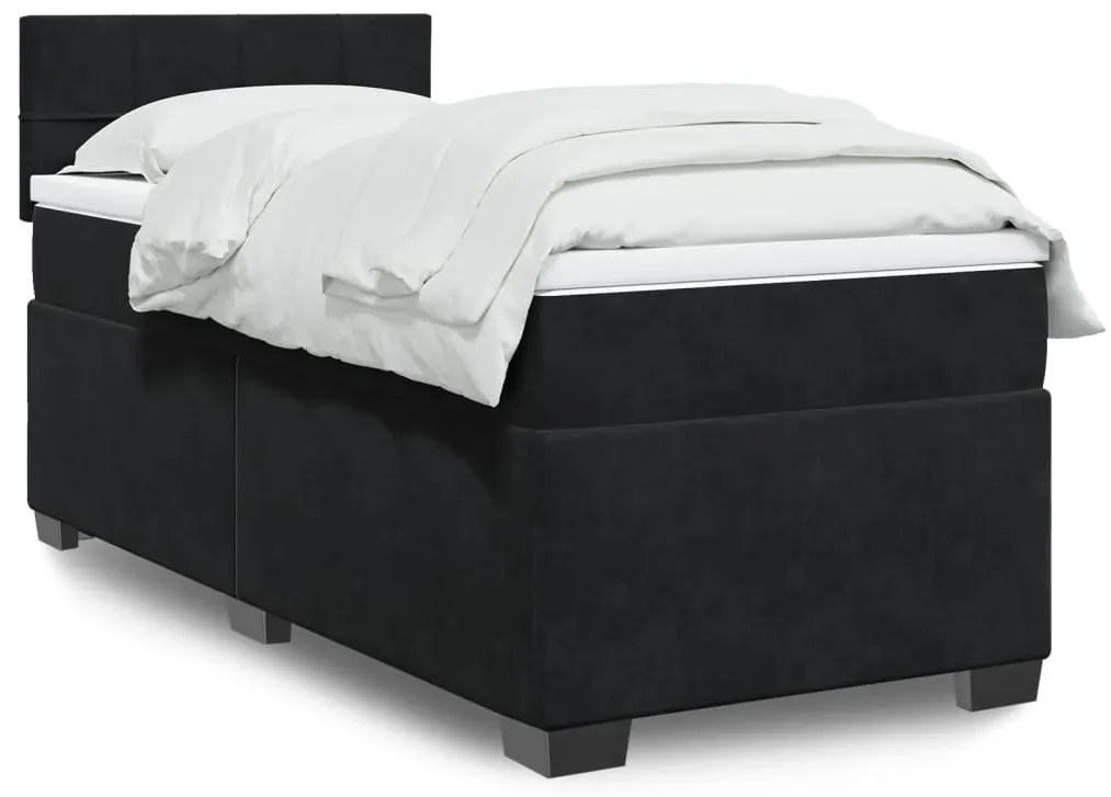 Giroletto A Molle Con Materasso Nero 90x190 Cm İn Velluto /