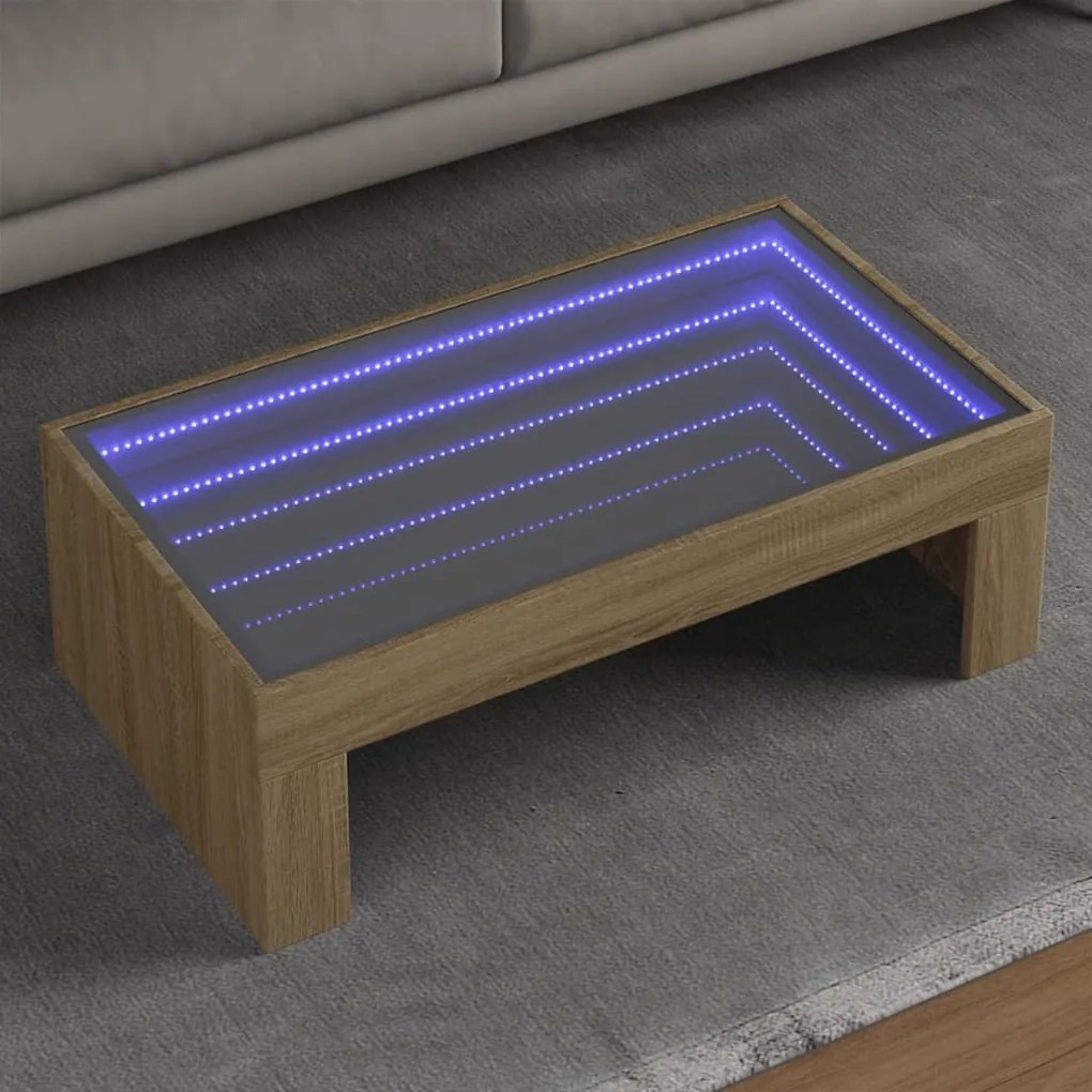 Tavolino Da Salotto Con Led Infinity Rovere Sonoma 90x50x30 Cm /