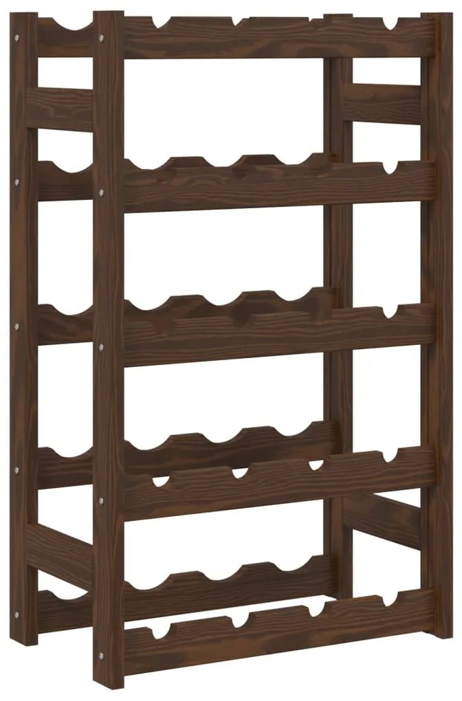 Portabottiglie per 20 bottiglie marrone legno massello di pino