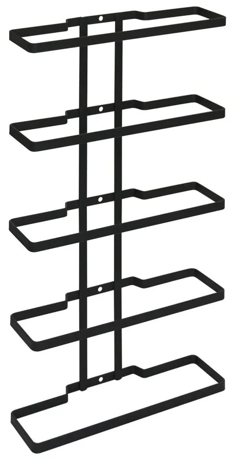 Portabottiglie in metallo nero da parete per 5 bottiglie Lava - Metaltex