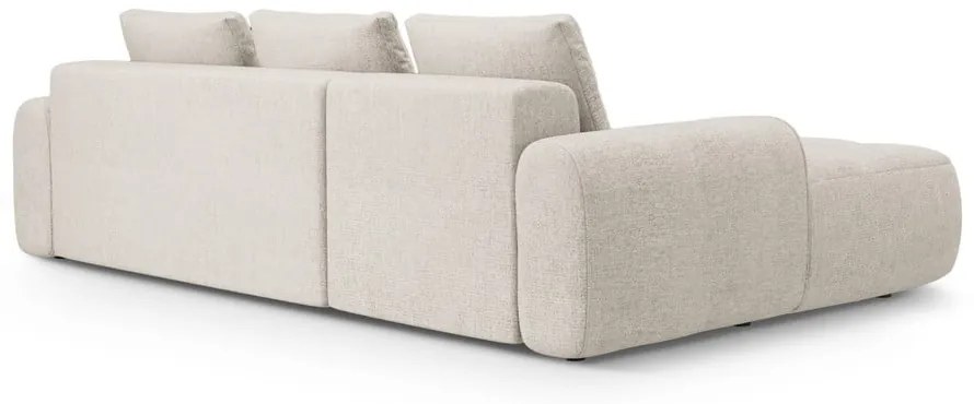 Divano angolare beige allungabile/con contenitore (con penisola a sinistra/con chaise lounge) Linz – Cosmopolitan Design
