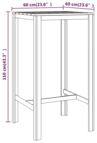 Tavolo da Bar 60x60x110 cm in Legno di Pino Impregnato