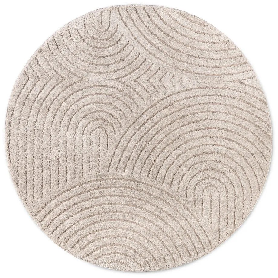 Tappeto rotondo beige ø 160 cm Panglao New York Taupe – Elle Decoration