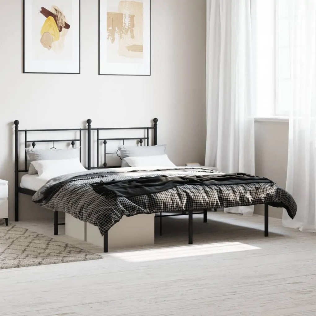 Giroletto Con Testiera İn Metallo Nero 150x200 Cm /