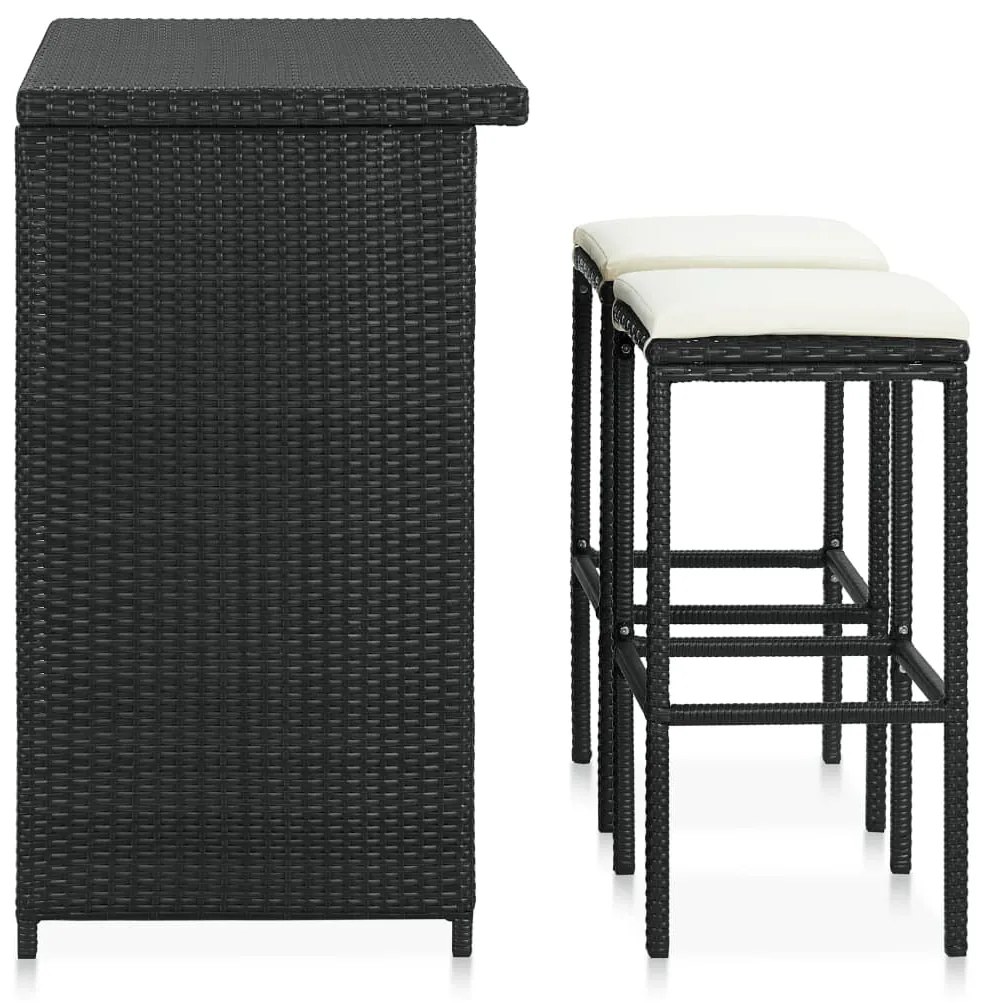 Set da Bar 3 pz in Polyrattan Nero