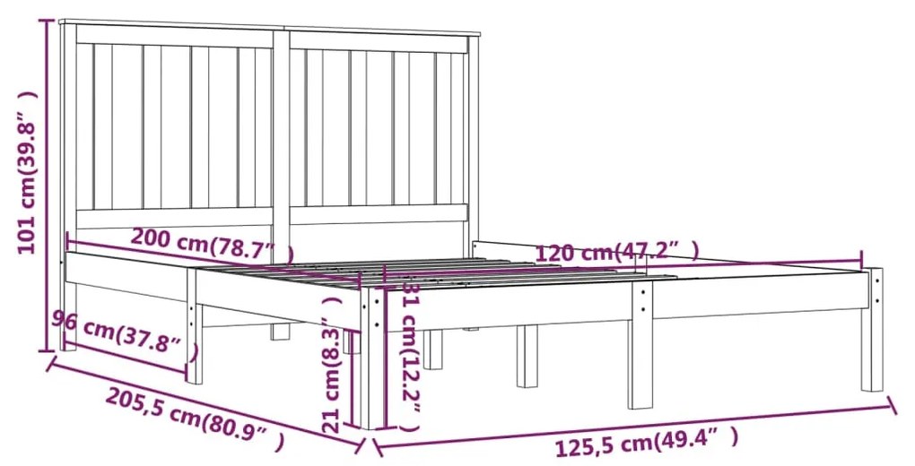 Giroletto Grigio in Legno Massello di Pino 120x200 cm