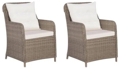 Set da Bistro 3 pz con Cuscini in Polyrattan Marrone