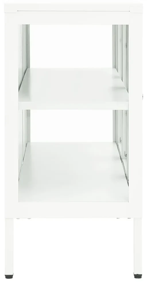 Credenza bianca 105x35x70 cm in acciaio e vetro