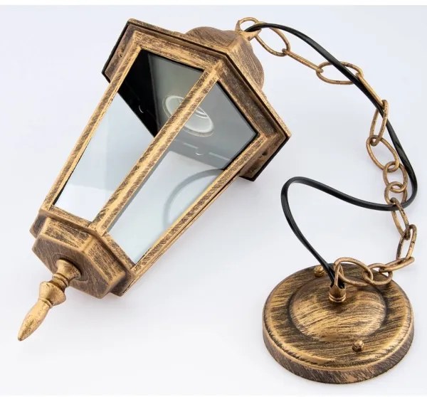 Lampadario su catena da esterno 1xE27/60W/230V dorato IP44