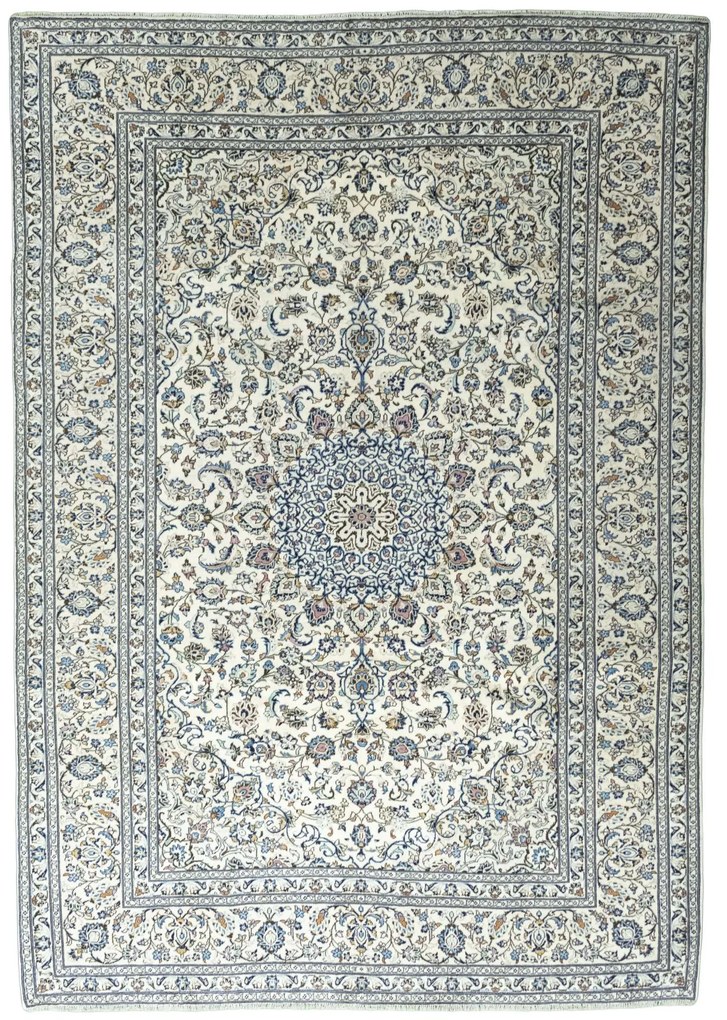 Kashan Tappeto 350x250 Beige (Iran) Annodato A Mano