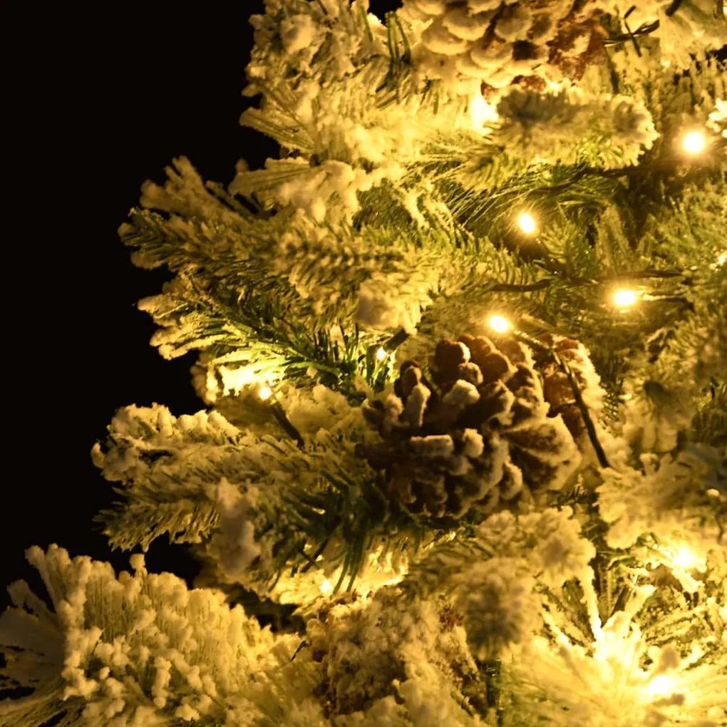 Albero di Natale Innevato Preilluminato Pigne 150cm in PVC e PE