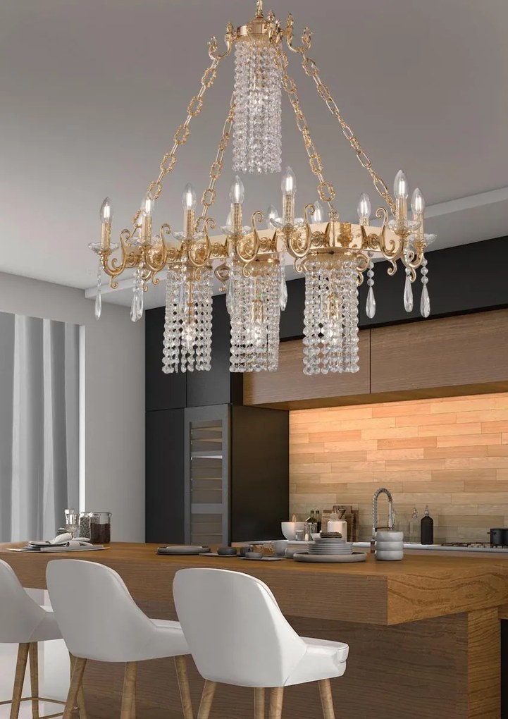 Arredoluce Luxury Crystal 16-light chandelier gold and crystal - 589/16