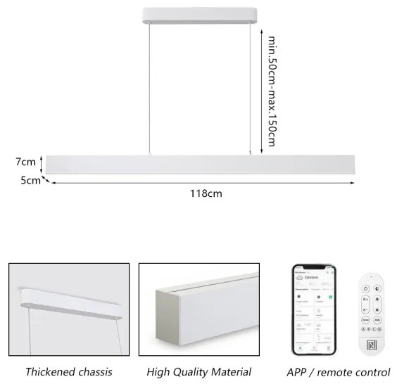 Brilagi - lampadario LED dimmerabile SLEEKLINE SMART LED/40W/230V Wi-Fi Tuya bianco+telecomando