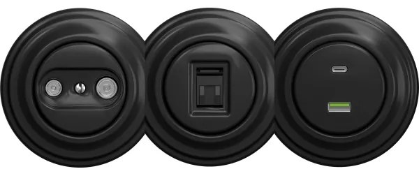 Kliklap - Presa di corrente d'epoca TV+R (terminal) senza cornice nero