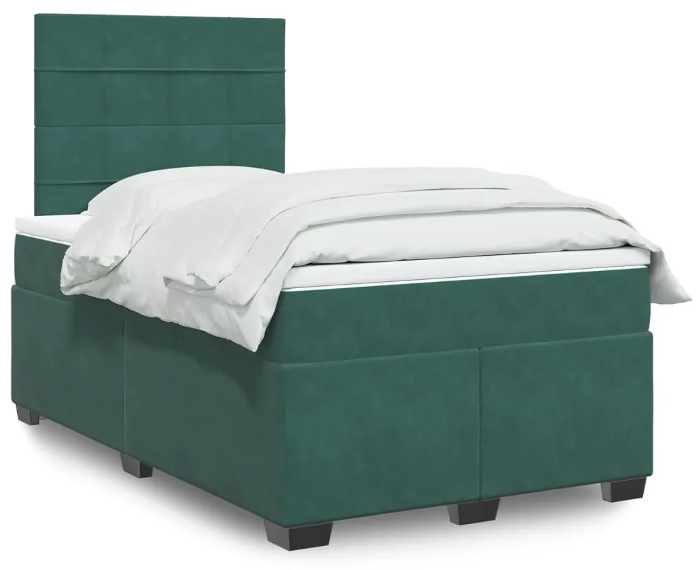 Giroletto A Molle Con Materasso Verde Scuro 120x200 Cm Velluto /