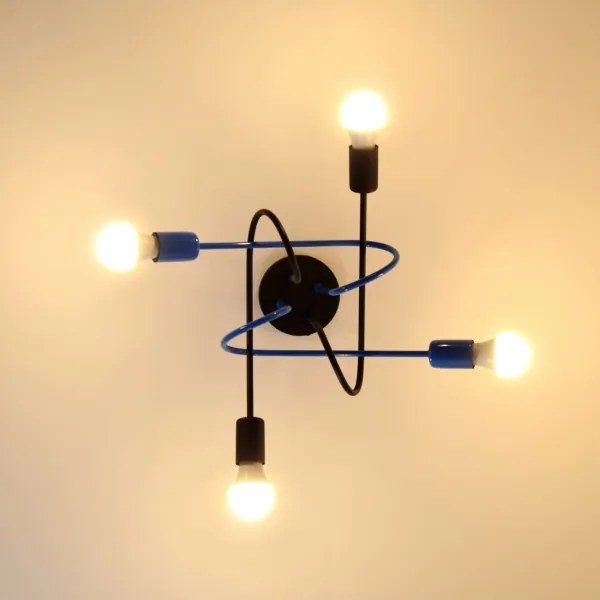 Lampadario a plafone OXFORD 4xE27/15W/230V nero/blu