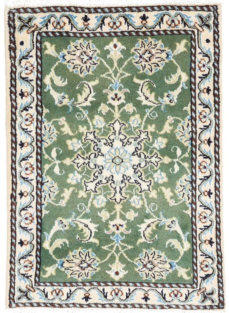 Nain Tappeto persiano 60 x 90 Verde (Iran) Annodato A Mano