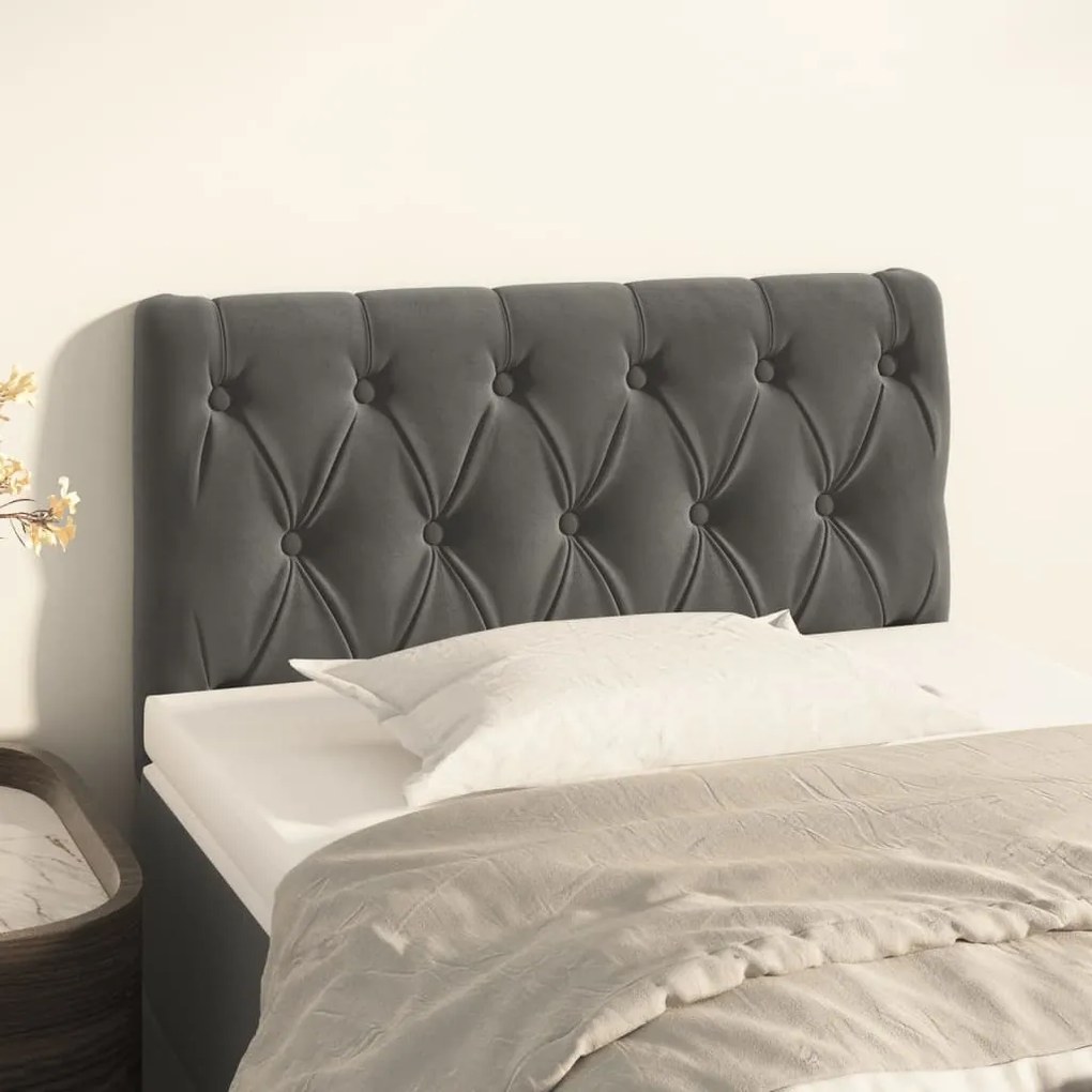 Testiera Grigio Scuro 80x7x78/88 Cm İn Velluto /